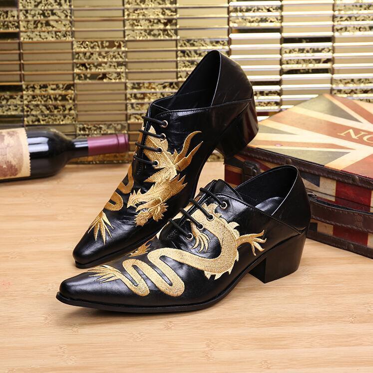 Retro Uomo Uomo Uomo Pointed Toe Formal Block Heels Dragon Embroidery Lace Up Scarpe N-58 bc3158 Retro Uomo Uomo Uomo Pointed Toe Formal Block Heels Dragon Embroidery Lace Up Scarpe N-58 bc3158