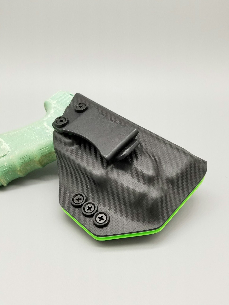 Sig P320 con X300U Fibra de Carbono Negra De Luz Y verde KYDEX Exhibición Funda veterano Sig P320 con X300U Fibra de Carbono Negra De Luz Y verde KYDEX Exhibición Funda veterano