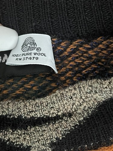 VTG Neiman Marcus 100% Wool Sweater Mens Large fits S/M USA made Coogi style - Picture 4 of 10