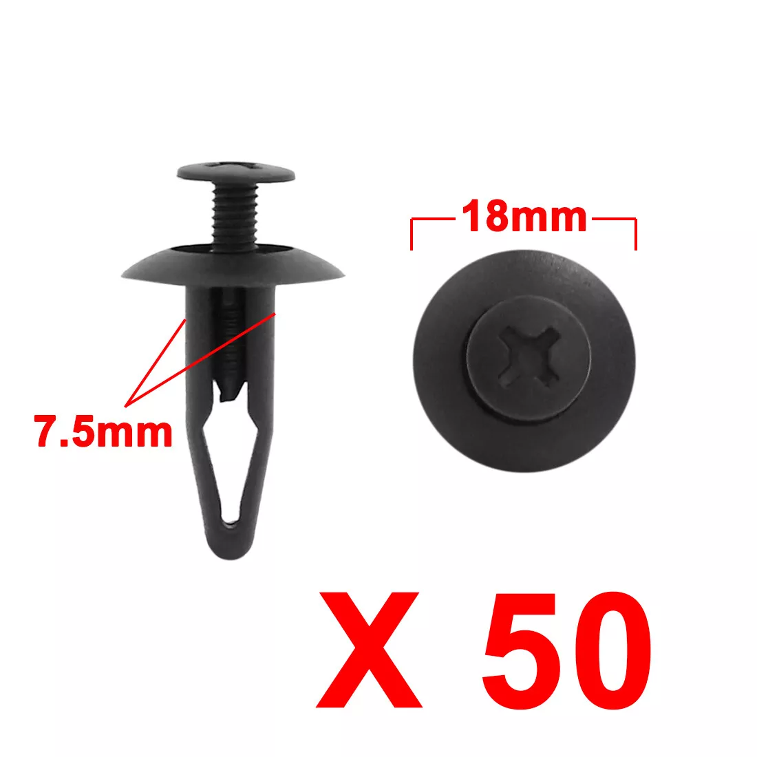 Car Interior Push in Expanding Screw Plastic Rivets Black 50PCS