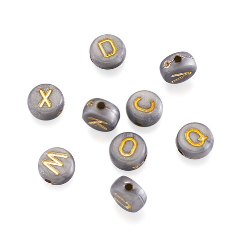 200pcs 7mm Flat Round Letter Opaque Acrylic Beads Alphabet Loose Spacer Crafting - Picture 7 of 9
