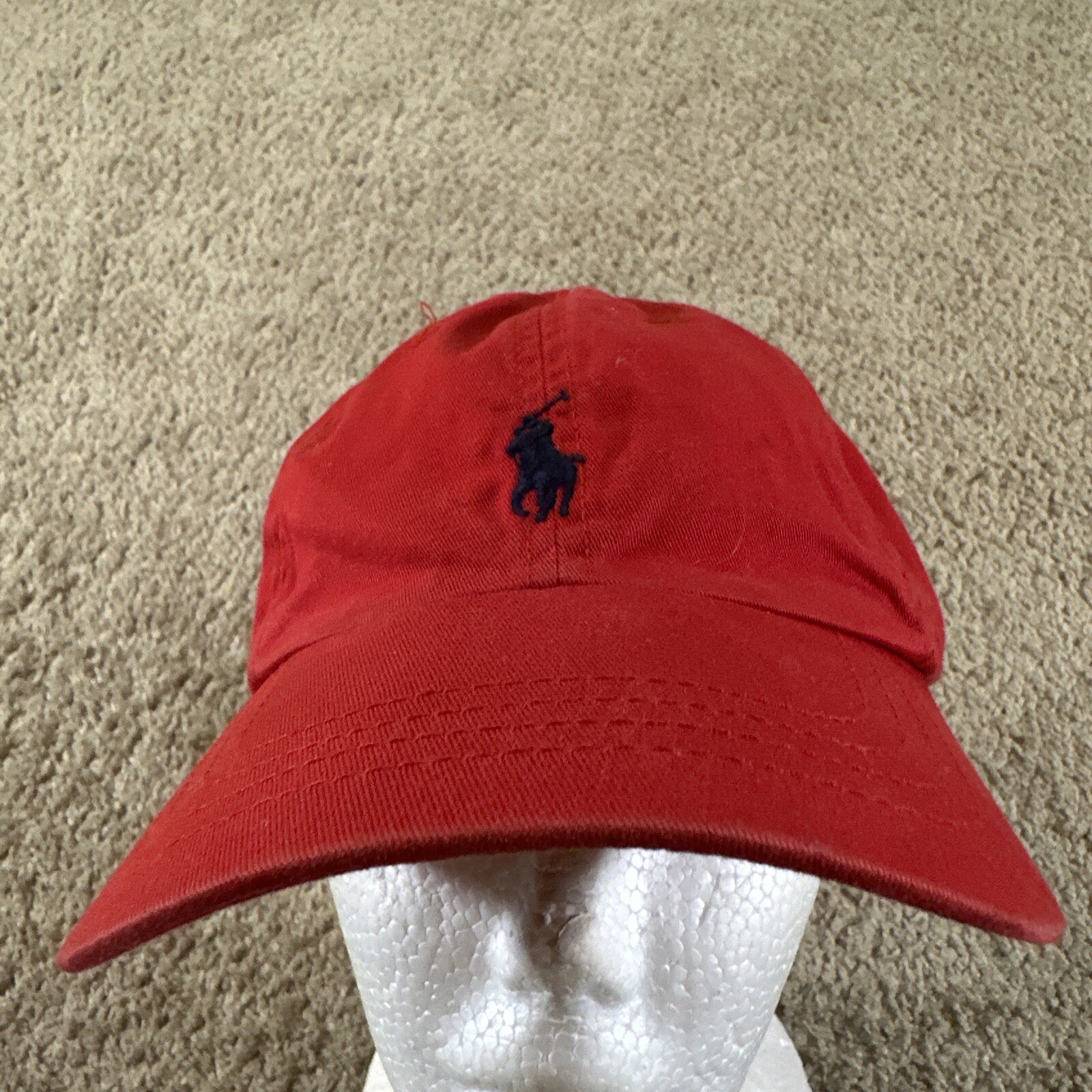 Cappello Polo Ralph Lauren cappello adulto rosso regolabile cinturino piccolo pony blu papà