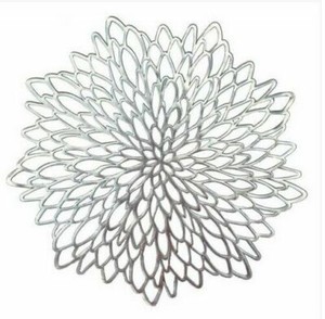 6pcs Placemat For Dining Table Pvc Silver Lace Round Mats 6pcs Placemat For Dining Table Pvc, Silver Placemats For Round Table