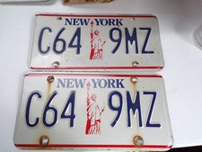 EXCEPTIONAL NEW YORK STATUE OF LIBERTY LICENSE PLATE SET MAN CAVE LOWRIDER ART