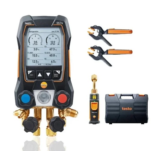 Testo 557s Smart Digital Manifold Kit w/ Wireless Vacuum + Clamp Probe 0564 5571 - Picture 7 of 13