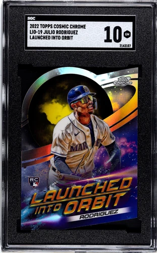 🔥JULIO RODRIGUEZ 2022 Topps Cosmic Chrome LAUNCHED ORBIT DIE CUT SGC 10 GM MT🔥