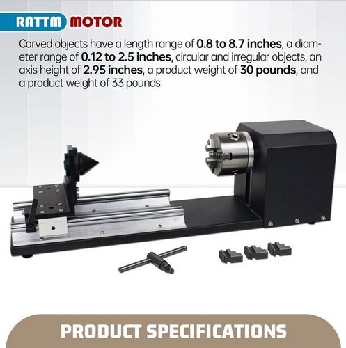 Rotary Axis Attachment With 3-Jaw Chuck+ 2 Phase Stepper For CO2 Laser Engraver - Picture 1 of 6