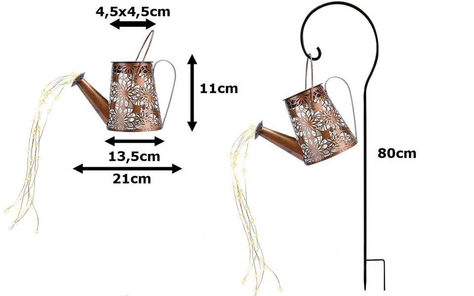 LED Gießkanne Solarlaterne + Akku Laterne Dekolicht Laterne Solarlampe Laterne - Bild 2 von 4