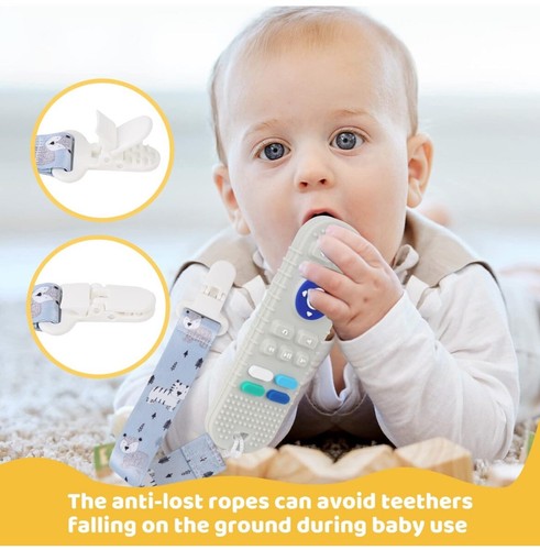 Remote Teether for Baby, 2Pcs Silicone Teething Toys for Infant Toddler 0-12 Mon - Picture 4 of 7
