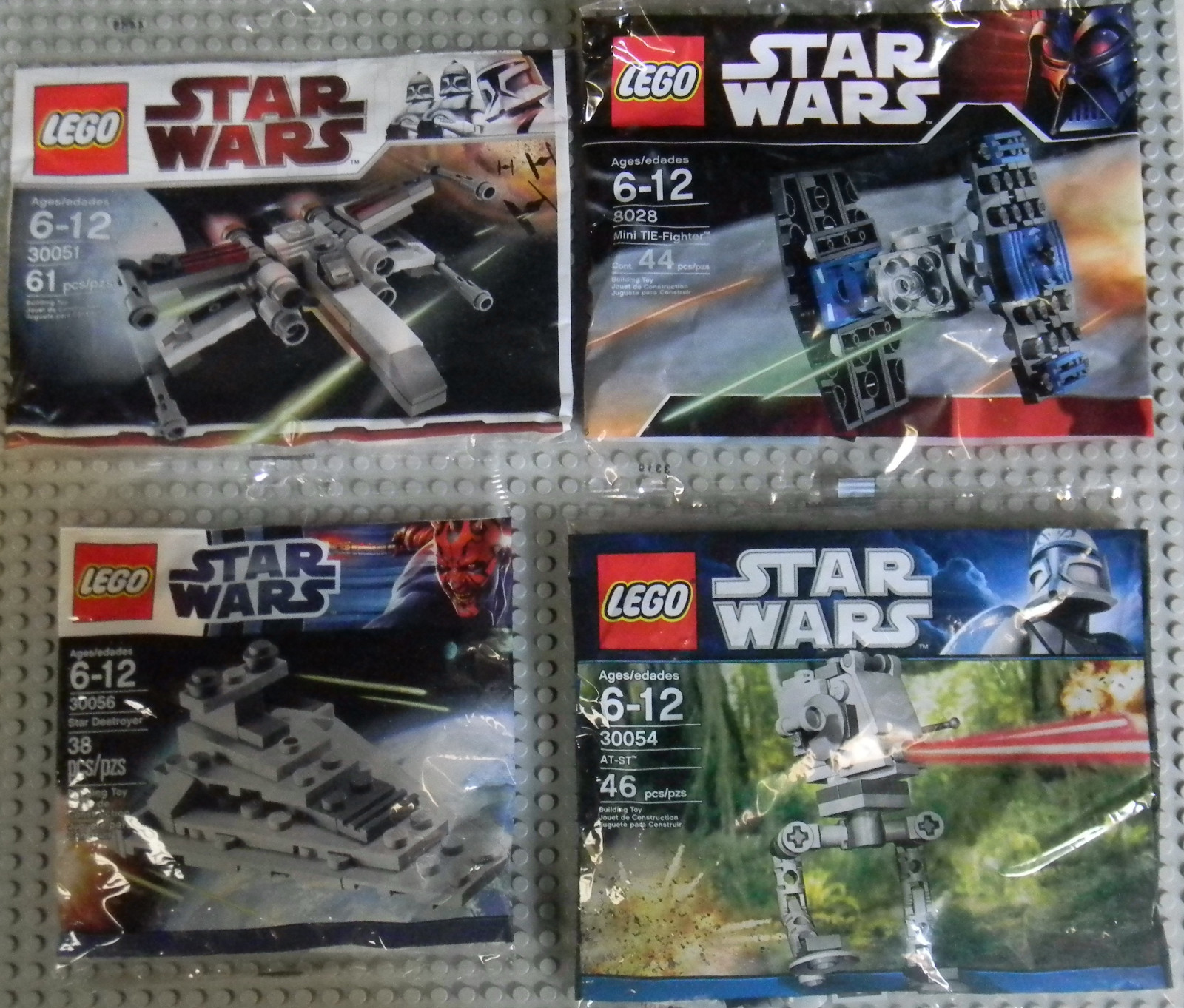 Lego Star Wars Minis 30051 30056 8028 30054 X-Wing Tie Fighter Destroyer AT-ST Lego Star Wars Minis 30051 30056 8028 30054 X-Wing Tie Fighter Destroyer AT-ST