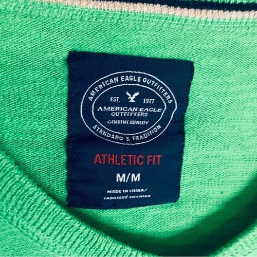 American Eagle Herren Pullover V-Ausschnitt Gr. Medium sportliche Passform grün MÄNGEL - Bild 3 von 5
