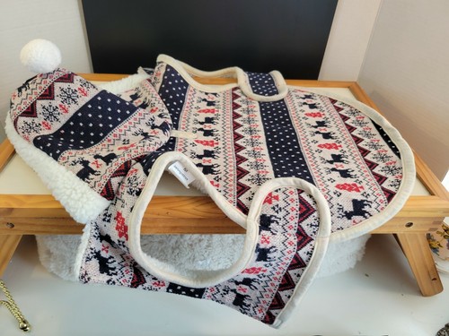 Winter Dog Coat with Hood Pet Apparel Woven Knit Fleece Lining Size Medium - Picture 3 of 7