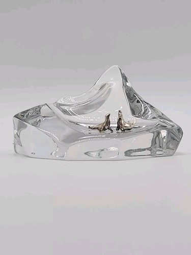 James Carpenter Crystal Iceberg Silver Seals  1987 Paperweight Franklin Mint - Picture 1 of 8