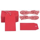  100PCS Blank Gift Tags with String,2.8''×1.6'' Red Hanging Rectangle-red