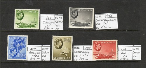 Seychelles 1938-49 George VI full set with variants SG135-149 MLH V high cat val - Picture 7 of 7