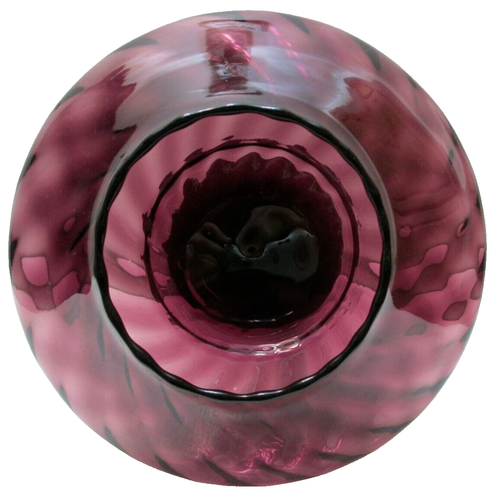 Vintage Italian Empoli Glass Goblet Vase Optic Swirl Purple Amethyst 9 7/8" T - Picture 3 of 6