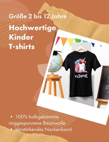 T-Shirt süßen Einhorn druck Personalisiert Wunschnamen Geschenk Jungen Mädchen - Picture 3 of 36