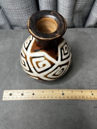 VTG Chulucanas PERU Folk Art Pottery Vase SIGNED Martin Laticorena Geometric - Picture 16 of 16