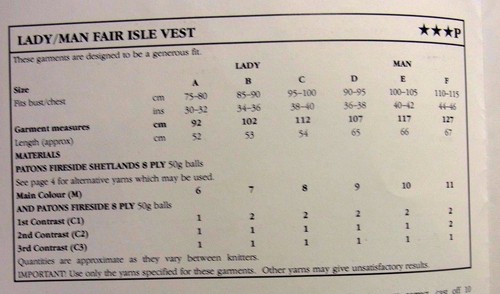 Patons knitting LEAFLET no. L 568 LADY & MANS VEST 8PLY SIZE 75-115CM - Picture 2 of 2