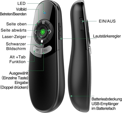USB-C-Presenter mit Touchscreen und grünem Lichtpointer - Bild 8 von 8