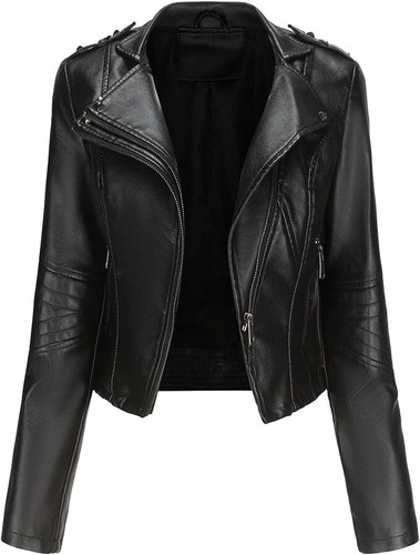 Mujer Elegante Chaqueta de Cuero Piel de Cordero Genuina Suave Motocicleta Motociclista Real - Imagen 19 de 25