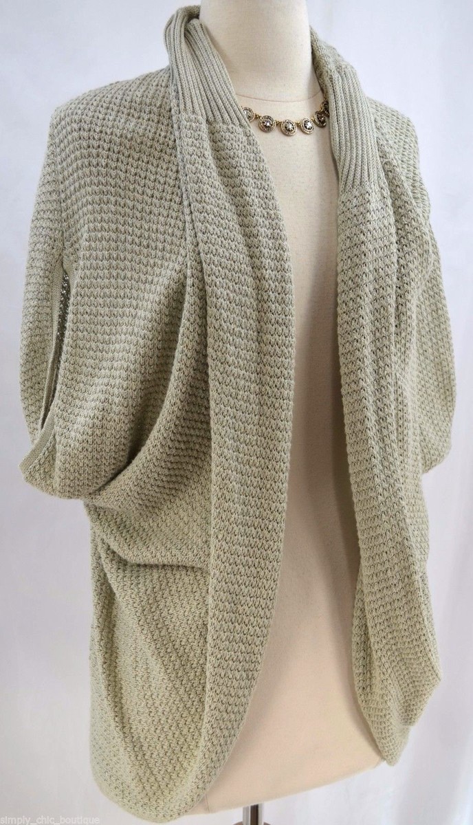 Max Studio womens Cardigan loose crochet knit sweater top