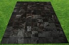 New Large Cowhide Rug Patchwork Cowskin Cow Hide Leather Carpet.Black.