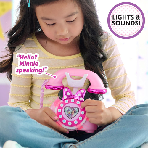Disney Junior Minnie Mouse Ring Me Rotary Phone with Lights and Sounds New Toy - Picture 4 of 6