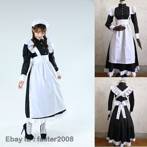 Dienstmädchen Kleid Rüschen Lolita Kostüm Cosplay klassisch britischer Stil Retro Zuhause - Bild 1 von 14