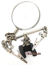 NEW ADJUSTABLE HELPING HAND TOOL HOBBY TOOL w/ MAGNIFYING GLASS JEWELRY REPAIR