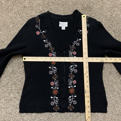 VTG Christopher Banks Sweater Womens Small Hand Embroidered Cardigan Y2K Cottage - Picture 7 of 11