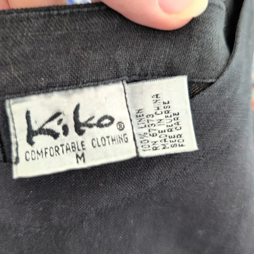 Vintage Kiko bequemes Damen Kleid Medium 100% Leinen schwarz Lagenlook minimalistisch - Bild 6 von 13