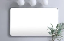 Elegant Decor Evermore 24x40" Soft Corner Metal Rectangular Mirror in Silver
