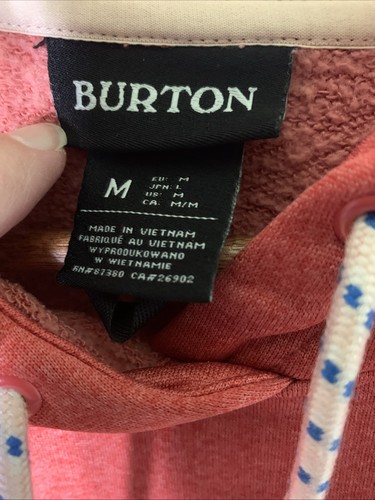 Burton Hoodie Sweatshirt Womens Size M Orange Oak Long Zip Pocket Thumb Holes - Picture 6 of 13