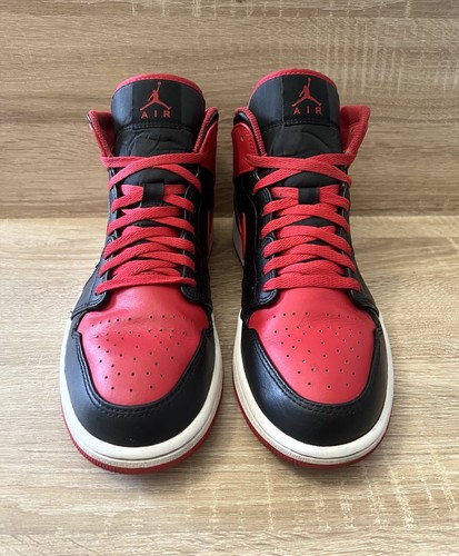 Nike Air Jordan 1 Mid 'Alternate Bred' Black Red (UK Sz 8.5) Trainers DQ8426-060 - Picture 7 of 13