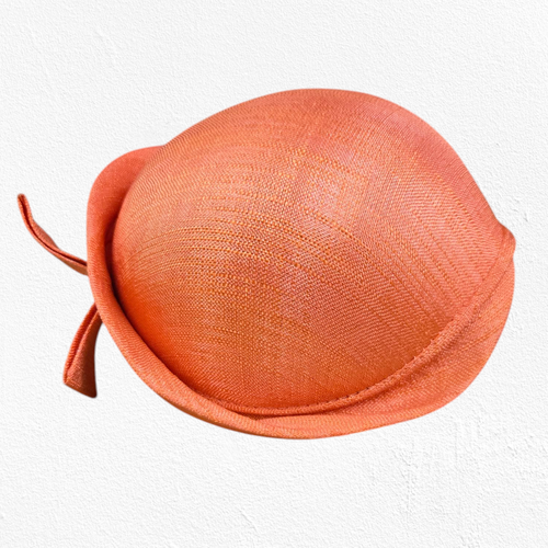 1920s Vintage Orange Cloche Hat Elegant Woven Pearl Accent Veil Rolled Brim - Picture 6 of 9