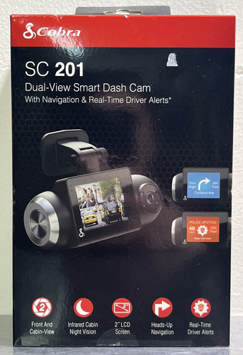 Cobra SC201 Dual View Smart Dash Cam Navigation Alerts Radar 2” Bluetooth New - Picture 1 of 4