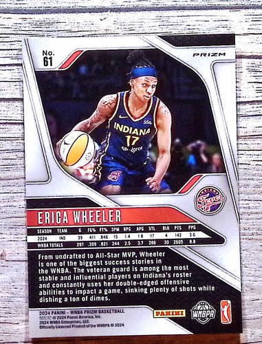 2024 Panini Prizm WNBA #61 Erica Wheeler Orange Velocity Prizms - Picture 2 of 2