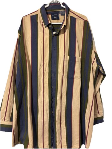 Harbor Bay gestreiftes langärmliges Herrenhemd Größe 3XLT TALL blau grün - Bild 1 von 6