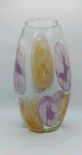 Tall Heavy Murano Style Hand-blown Cotton Candy Confetti Art Glass Vase 12”