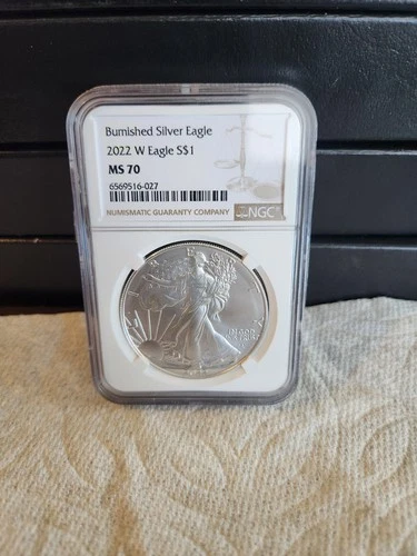 2022 W Burnished Silver Eagle NGC MS 70 Brown Label
