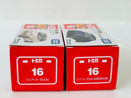Lot 2 Tomica No.16 Fiat 500e First Limited Edition & Standard Set 2022 Japan - Picture 3 of 6