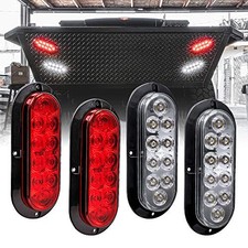 6 inch Oval LED Trailer Tail Light 10 LED Model - Surface Mount 2 Red  2 White