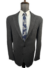 KENNETH COLE NY Mens Charcoal Gray PURE WOOL Sport Coat Blazer Jacket SIZE 46R