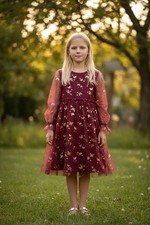 Epic Threads Girls Butterfly Maroon/ Gold Print Dress Sz M
