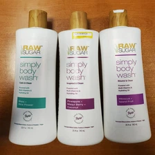 3 Pack: Raw Sugar Simply Body Wash *ASSORTED SCENTS* 25 oz. ea. E6D
