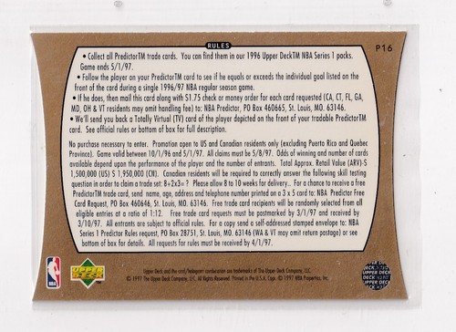 1997 Upper Deck Predictor Die-Cut # P16 Shawn Kemp bella carta - Foto 2 di 2