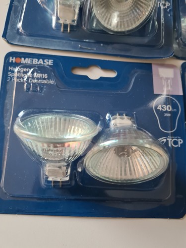 12 HOMEBASE PACK OF MR16 HALOGEN SPOTLIGHT DIMMABLE 20W 430LM . 2X6 = 12 BULBS - Picture 2 of 5