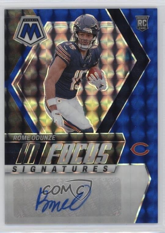 2024 Panini Mosaic In Focus Signatures Blue Prizm /99 Rome Odunze Rookie Auto RC
