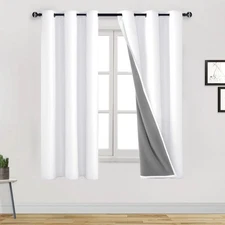 DWCN White 100% Blackout Curtains 63 Inches Long for Bedroom Thermal Insulated